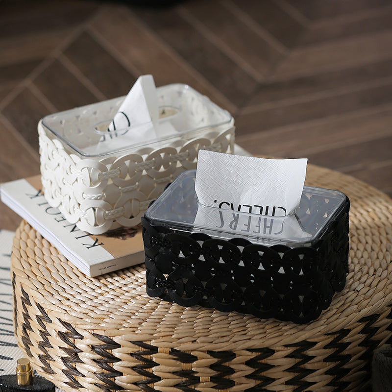 Braided leather Tissue Box Lattice